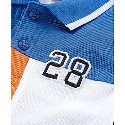 Babyhug Half Sleeves Cotton Color Block T-Shirt- Blue