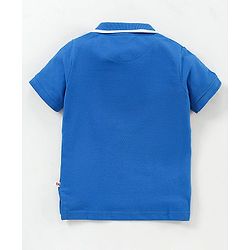 Babyhug Half Sleeves Cotton Color Block T-Shirt- Blue