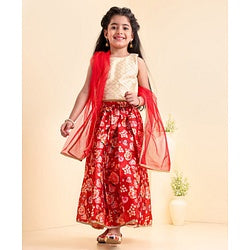 Babyhug Sleeveless Choli & Lehenga with Dupatta - Maroon