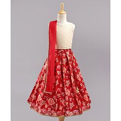 Babyhug Sleeveless Choli & Lehenga with Dupatta - Maroon