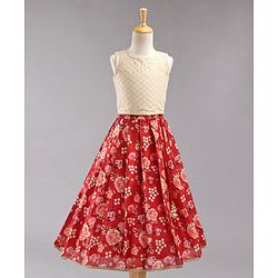 Babyhug Sleeveless Choli & Lehenga with Dupatta - Maroon