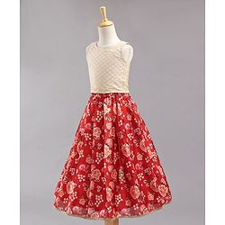 Babyhug Sleeveless Choli & Lehenga with Dupatta - Maroon