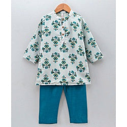 Babyhug Full Sleeve Kurta Payjama Set - Ecru