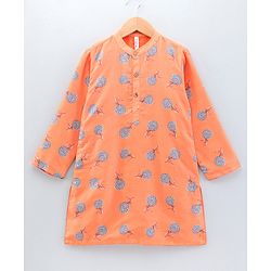 Babyhug Full Sleeves Kurta Payjama Set Floral Print - Orange