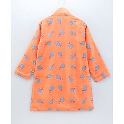 Babyhug Full Sleeves Kurta Payjama Set Floral Print - Orange