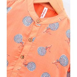 Babyhug Full Sleeves Kurta Payjama Set Floral Print - Orange