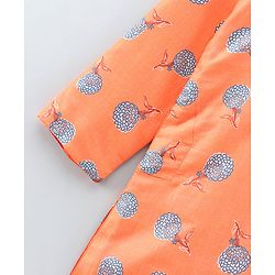 Babyhug Full Sleeves Kurta Payjama Set Floral Print - Orange