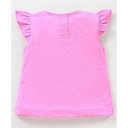 Babyhug Cap Sleeves Cotton Top with 3D Melon Applique - Pink