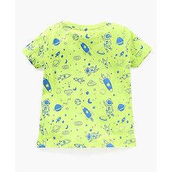 Babyhug Half Sleeves Nightwear Pajama Set Rockets Print - Green