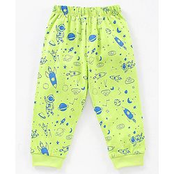 Babyhug Half Sleeves Nightwear Pajama Set Rockets Print - Green