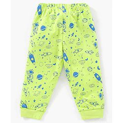 Babyhug Half Sleeves Nightwear Pajama Set Rockets Print - Green
