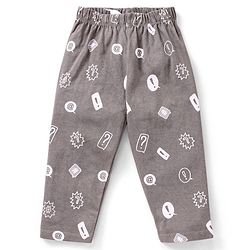 Babyhug Cotton Knit Full Sleeves Night Suit Text Print - Yellow Grey