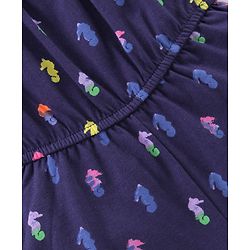 Babyhug 100% Cotton Singlet Sleeves Jumpsuit Sea Horse Print - Blue
