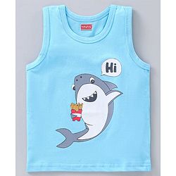 Babyhug Sleeveless Printed T-Shirts Pack Of 3 - Blue White