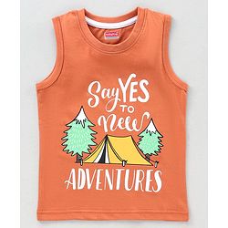 Babyhug Sleeveless T-Shirt Text Print - Orange
