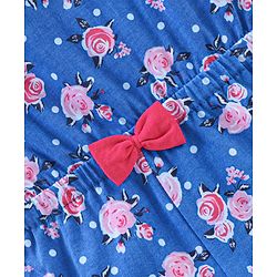 Babyhug 100% Cotton Sleeveless Jumpsuit Floral Print - Blue