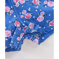 Babyhug 100% Cotton Sleeveless Jumpsuit Floral Print - Blue