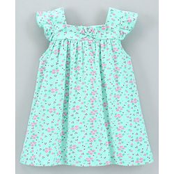 Babyhug 100 % Cotton Cap Sleeves Frock With Bloomer Floral Print (Colour May Vary)