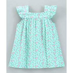 Babyhug 100 % Cotton Cap Sleeves Frock With Bloomer Floral Print (Colour May Vary)