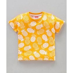 Babyhug Half Sleeves T-Shirts Pineapple Print Pack of 3 - Yellow Blue