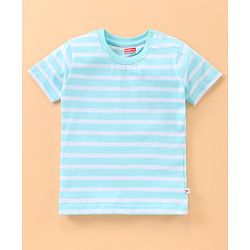Babyhug Half Sleeves Multi Print T-Shirt  - Peach Blue Grey