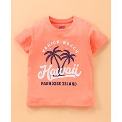Babyhug Half Sleeves Multi Print T-Shirt  - Peach Blue Grey