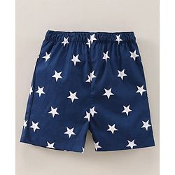 Babyhug Knee Length Cotton Boxer Check Star And Camping Print Pack Of 3 - Blue White Red