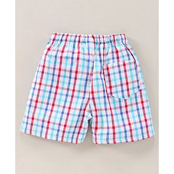 Babyhug Knee Length Cotton Boxer Check Star And Camping Print Pack Of 3 - Blue White Red