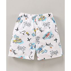 Babyhug Knee Length Cotton Printed Boxer Pack Of 3 - Orange White Blue Red