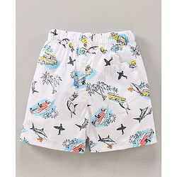 Babyhug Knee Length Cotton Printed Boxer Pack Of 3 - Orange White Blue Red