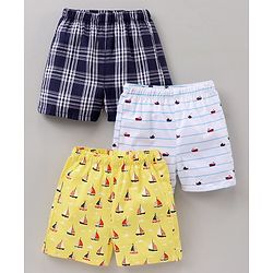 Babyhug Cotton Woven Boxers Printed Pack of 3- Multicolor