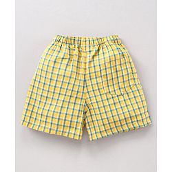 Babyhug Cotton Woven Boxers Checks & Marine Print Pack of 3 - Multicolor