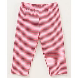 Babyhug Three Fourth Length Cotton Lycra Leggings Floral And Stripe Print Pack Of 3 - Red Blue Pink