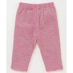 Babyhug Three Fourth Length Cotton Lycra Leggings Floral And Stripe Print Pack Of 3 - Red Blue Pink