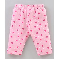Babyhug Three Fourth Length Cotton Lycra Leggings Dot Floral And Heart Print Pack Of 3 - Blue Pink