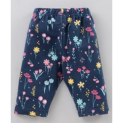 Babyhug Three Fourth Length Cotton Lycra Leggings Dot Floral And Heart Print Pack Of 3 - Blue Pink