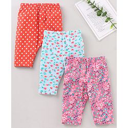 Babyhug 3/4th Lycra Leggings Printed Pack Of 3 - Multicolor