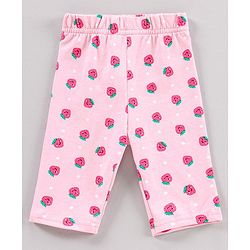 Babyhug Three Fourth Length Lycra Leggings Polka Dots And Stripes Print Pack Of 3 - Blue Pink