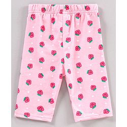 Babyhug Three Fourth Length Lycra Leggings Polka Dots And Stripes Print Pack Of 3 - Blue Pink