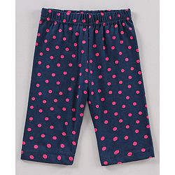 Babyhug Three Fourth Length Lycra Leggings Polka Dots And Stripes Print Pack Of 3 - Blue Pink