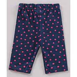 Babyhug Three Fourth Length Lycra Leggings Polka Dots And Stripes Print Pack Of 3 - Blue Pink