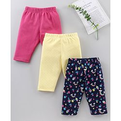 Babyhug Three Fourth Length Lycra Leggings Pack of 3 - Multicolor