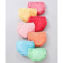 Babyhug 100% Cotton Bloomers Pack Of 7 - Red Blue Green Yellow Pink Orange