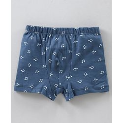 Babyhug 100% Cotton Briefs Musical Note Teddy Bear Penguin And Stripe Print Pack Of 5 - Blue Yellow Red White