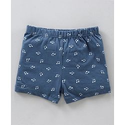 Babyhug 100% Cotton Briefs Musical Note Teddy Bear Penguin And Stripe Print Pack Of 5 - Blue Yellow Red White