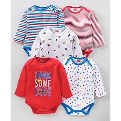 Babyhug  Full Sleeves Onesies Pack of 5 - Multicolour