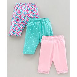 Babyhug Three Fourth Length Lycra Leggings Pack of 3 - Multicolor