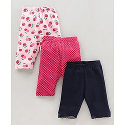 Babyhug Three Fourth Length Lycra Leggings Pack of 3 - Multicolor