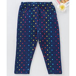 Babyhug Full Length Polka Dotted Jeggings - Navy Blue