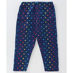Babyhug Full Length Polka Dotted Jeggings - Navy Blue